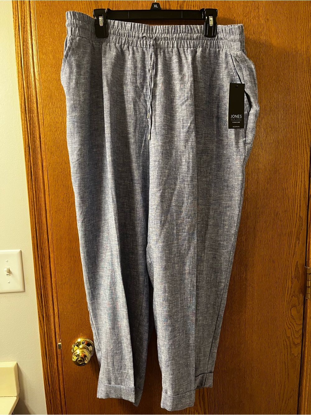 Jones New York Light Heather Blue Drawstring Chinos